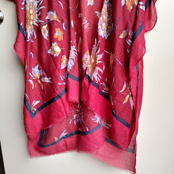 WOVEN HEART Floral Semi Sheer Open Front Long Kimono Beach Swim Coverup Boho OS - Picture 4 of 11